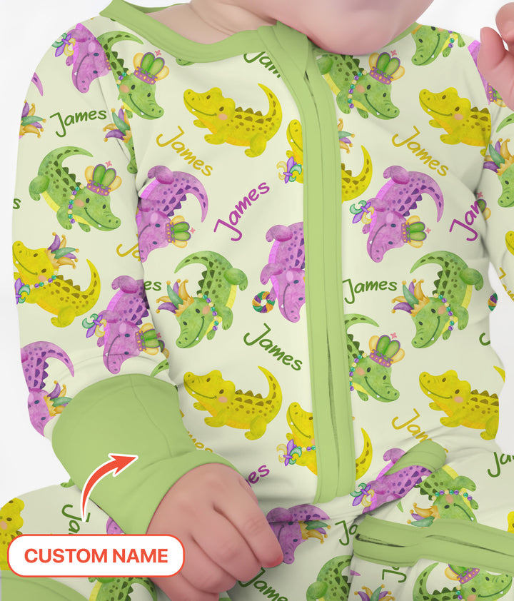 Custom Name Mardi Gras Alligator Convertible Zippy