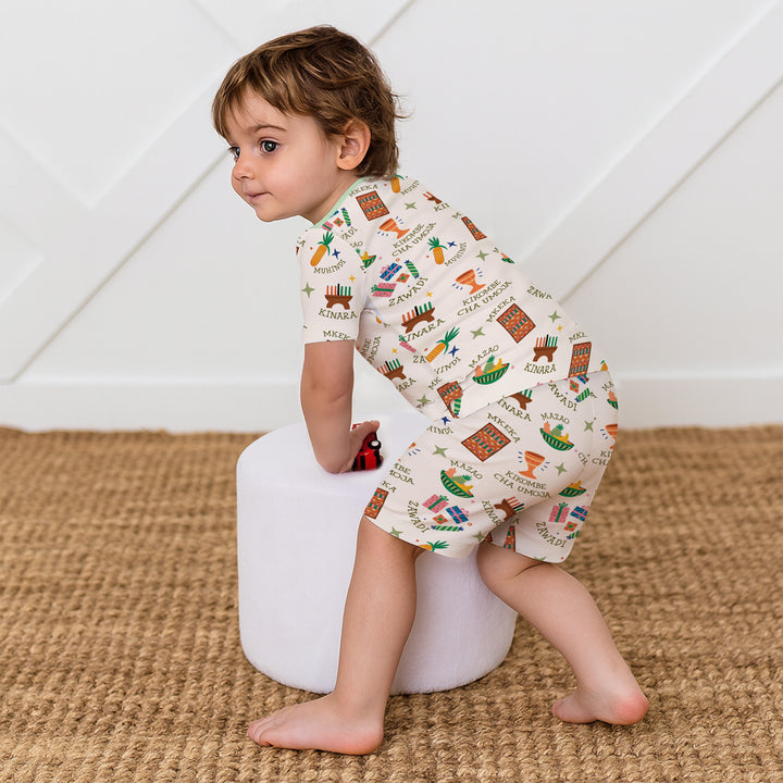 Kwanzaa Spirit Two Piece Short Sleeve Shorts Pajama Set