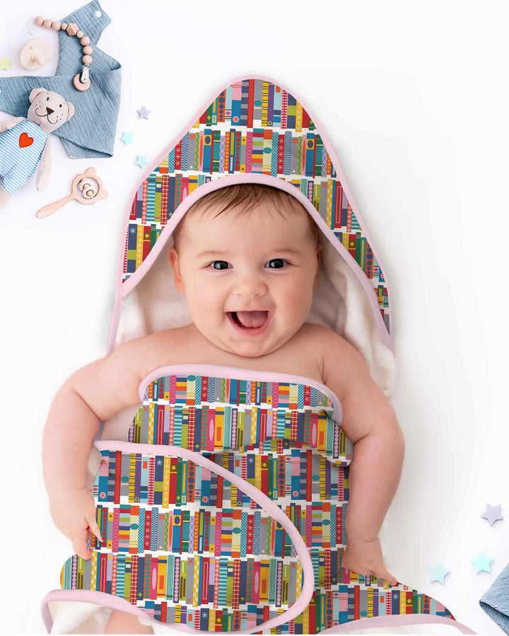 Rainbow Bookshelf Hooded Bamboo Towel Set