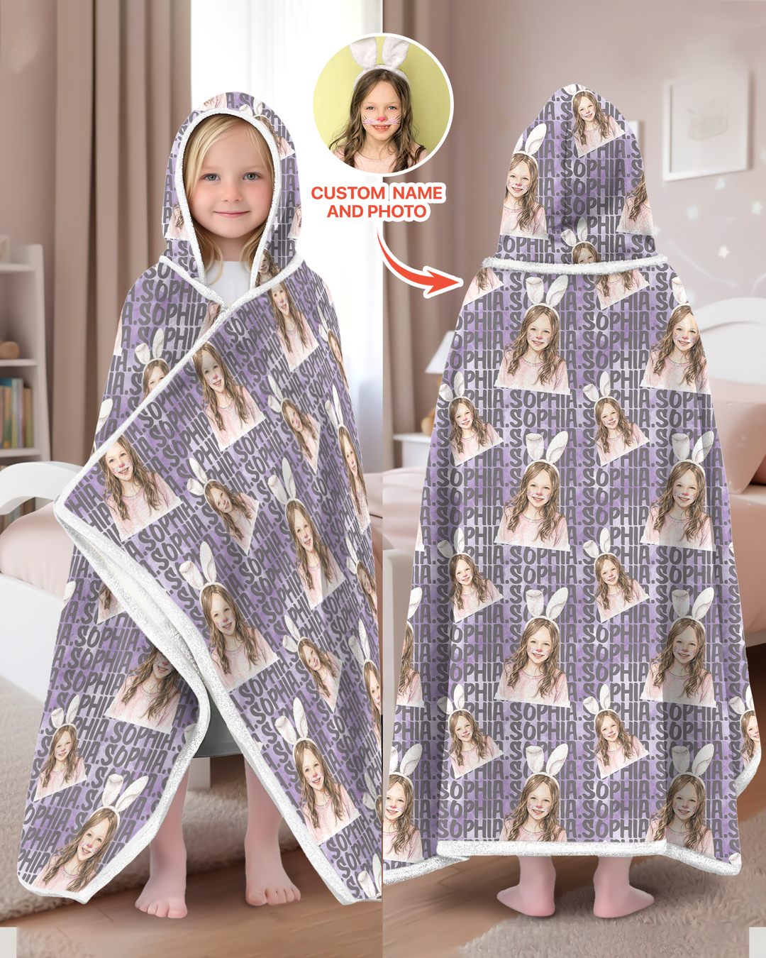 Colorful Kids Name Bamboo Blanket Hoodie