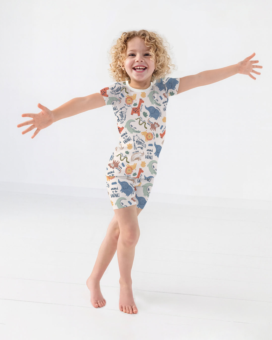 Funny African Animals Two Piece Short Sleeve Shorts Pajama Set