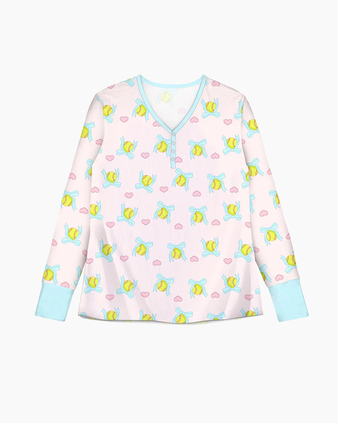 Softbal Coquette Schleifen Damen Schlafanzug Set