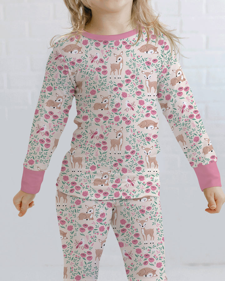 Little Deer Meadow Bamboo Two Piece Long Sleeve Pajama Set