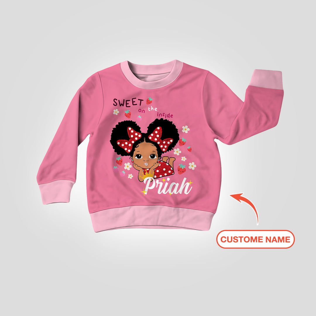 Custom Name Strawberry Girl Crewneck Sweatshirt