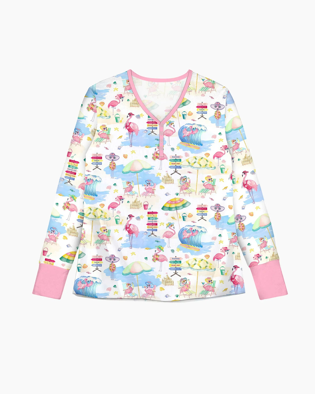 Flamingo Beach Familien-Schlafanzugset aus Bambus für Damen