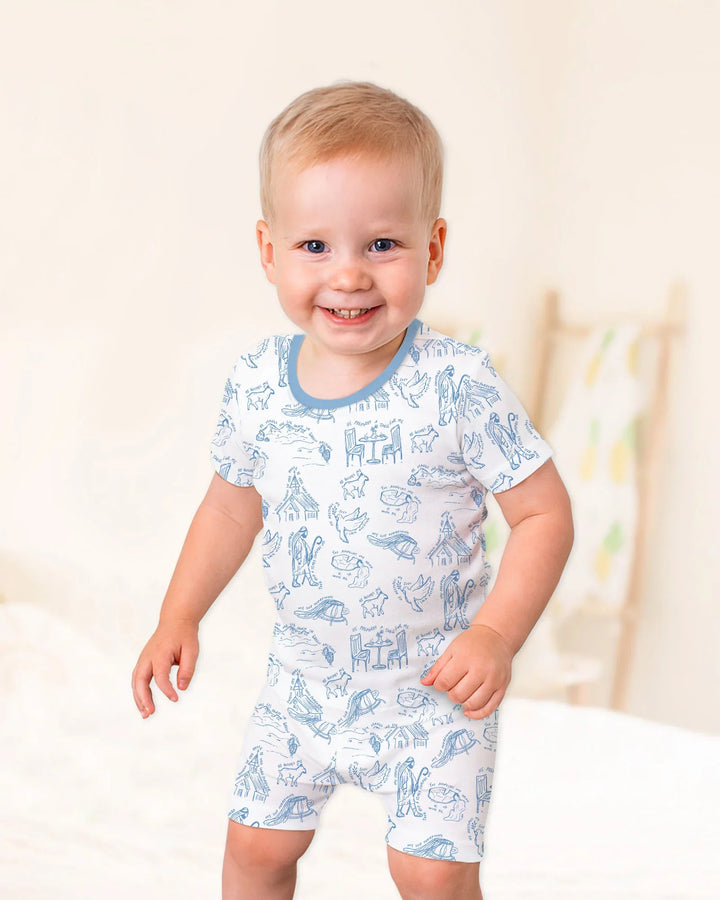 Psalm 23 Sketch Bamboo Two Piece Short Sleeve Shorts Pajama Set