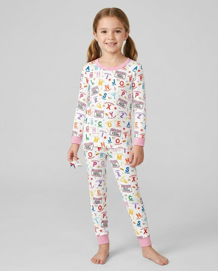 Zweiteiliges Langarm-Pyjama-Set mit Sommerfrüchten