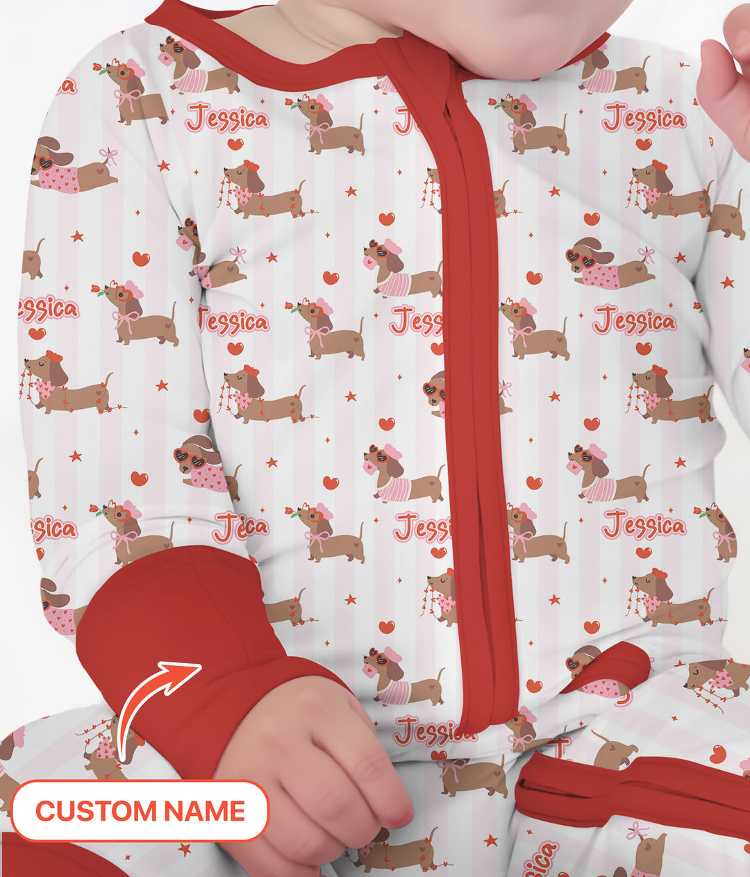 Custom Name Valentine Dachshund Family Matching Convertible Zippy