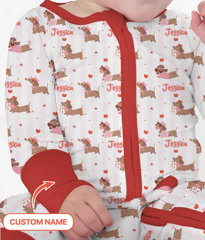Custom Name Valentine Dachshund Family Matching Convertible Zippy