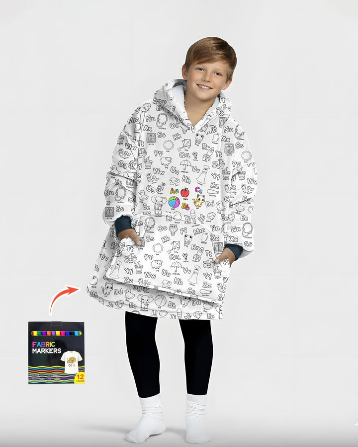 All Colorable Alphabet Wearable Blanket Hoodie