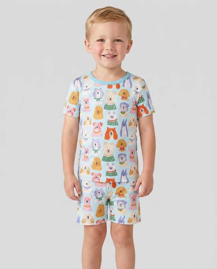 Conjunto de Pijama de Dos Piezas de Bambú con Mangas Cortas y Pantalones Cortos