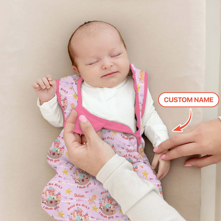 Noah’s Ark Custom Name Girl Sleep Bag