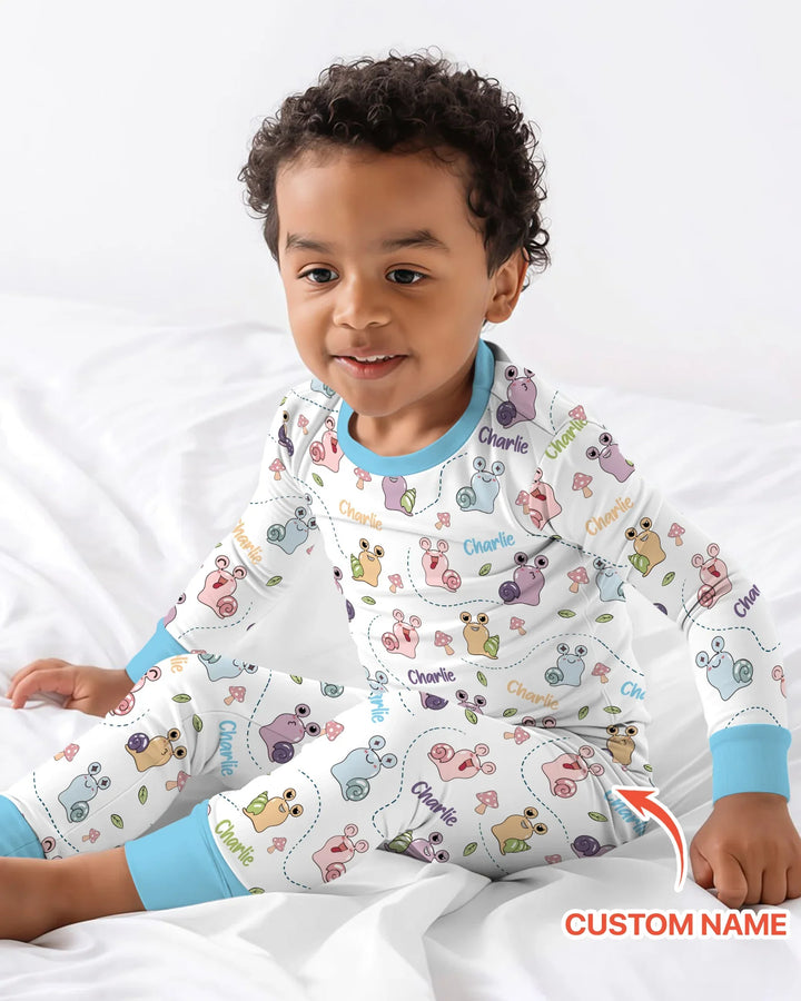 Conjunto de pijama de bambú de dos piezas de manga larga "¡Lo conseguí!" con nombre personalizado
