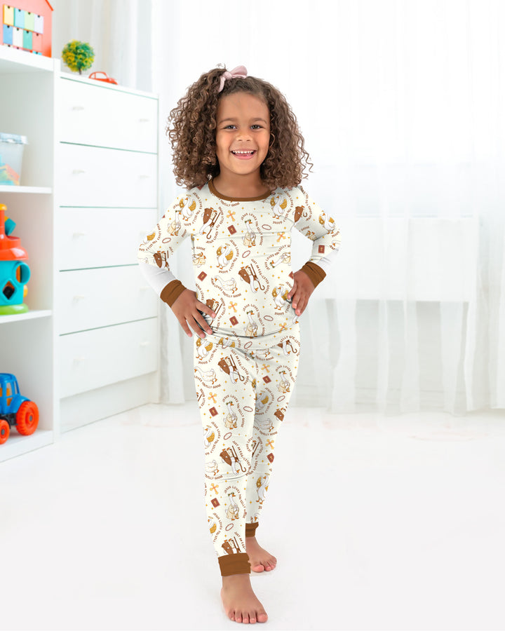 Jesus Loves You Silly Goose Two Piece Short Sleeve Pajama Set