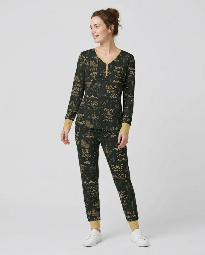 Little Explorer God Leads The Way Bamboo Women Pajama Set