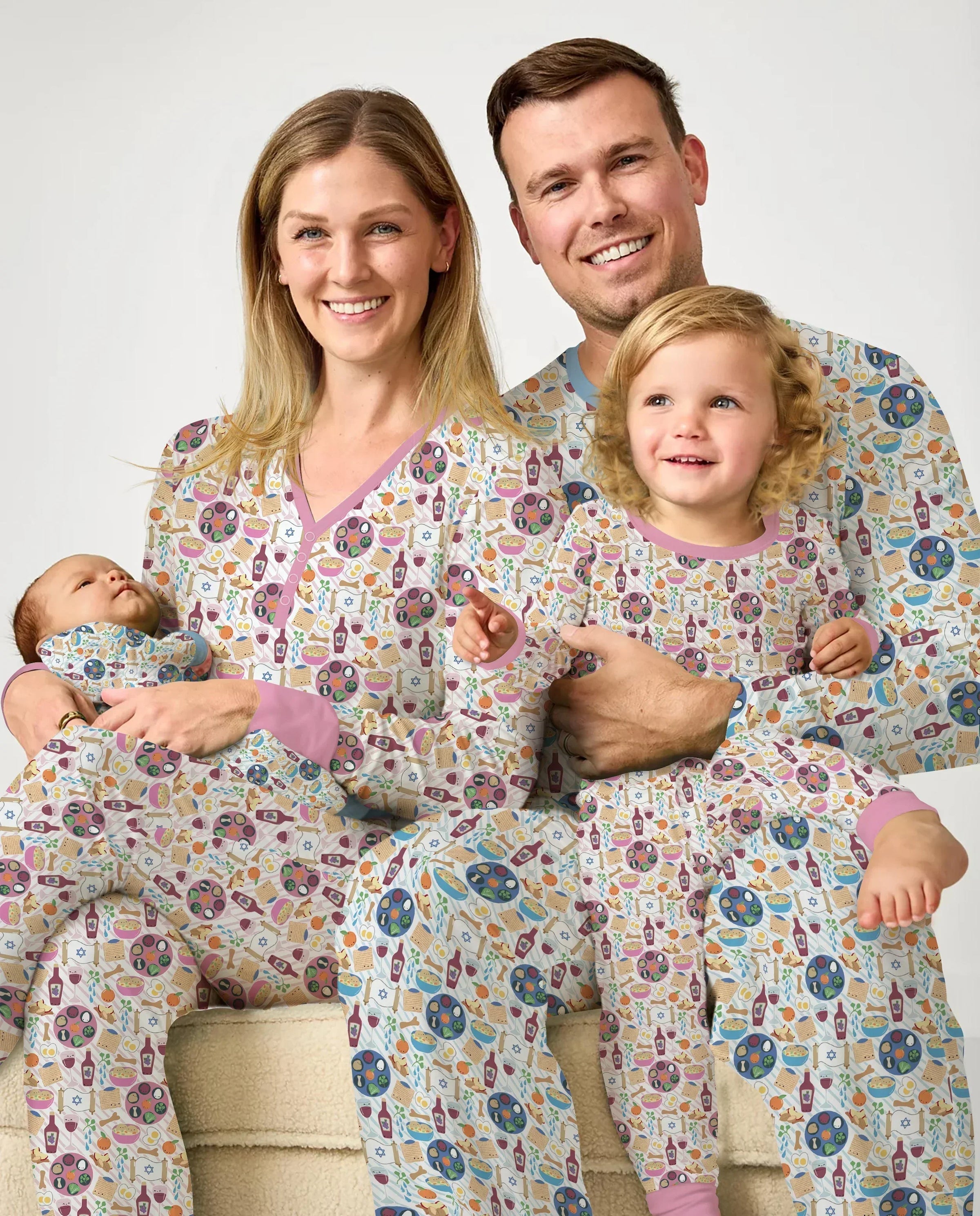 Zweiteiliges Langarm-Pyjama-Set mit Sommerfrüchten