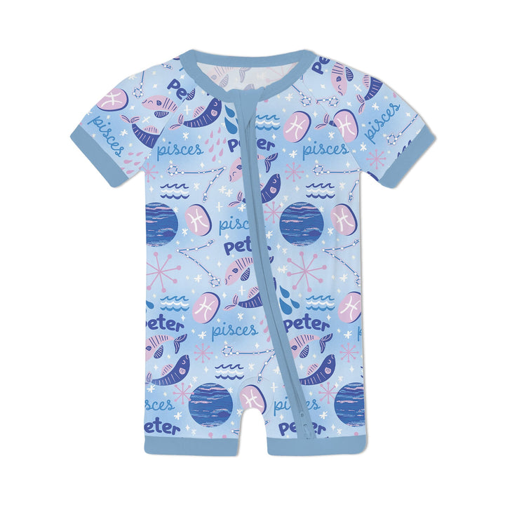 Custom Name Zodiac Pisces Shorty Zippy