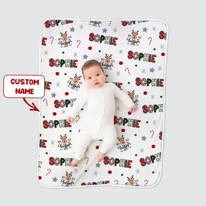 Custom Name "My First Christmas 2025" - Toddler Blanket (S)