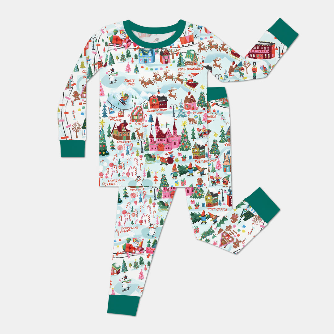 Santa's City Maps Two Piece Long Sleeve Pajama Set