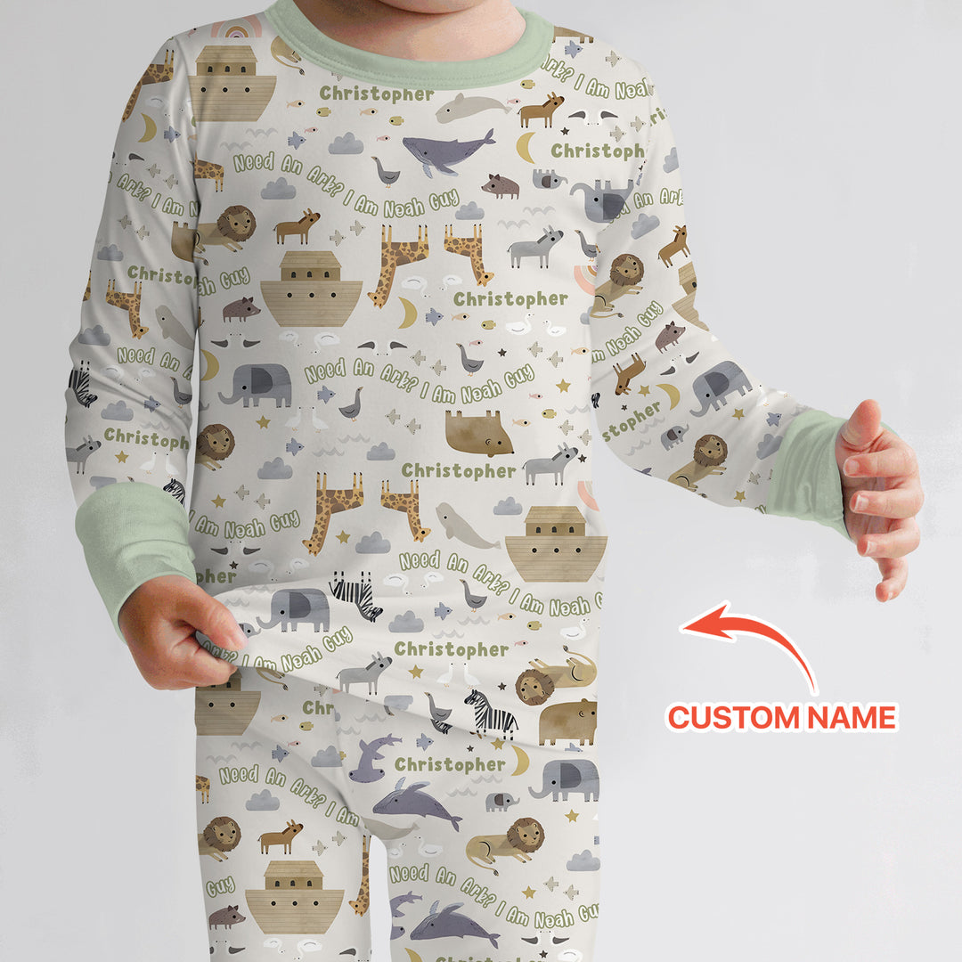 Need An Ark? I Noah Guy Custom Name Two Piece Long Sleeve Pajama Set