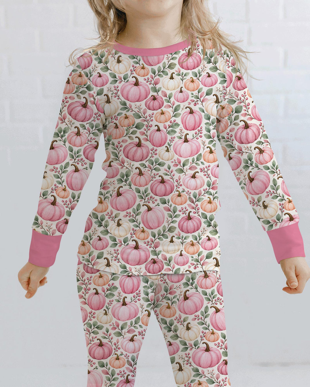 Pumpkin Cozy Fall Bamboo Two Piece Long Sleeve Pajama Set