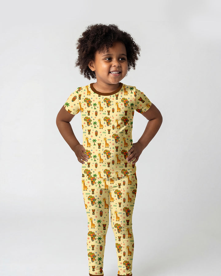 African Culture Bamboo Two Piece Short Sleeve Pajama Set