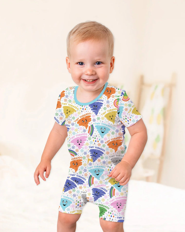 Tornado Family Matching Bamboo Two Piece Short Sleeve Shorts Pajama Set