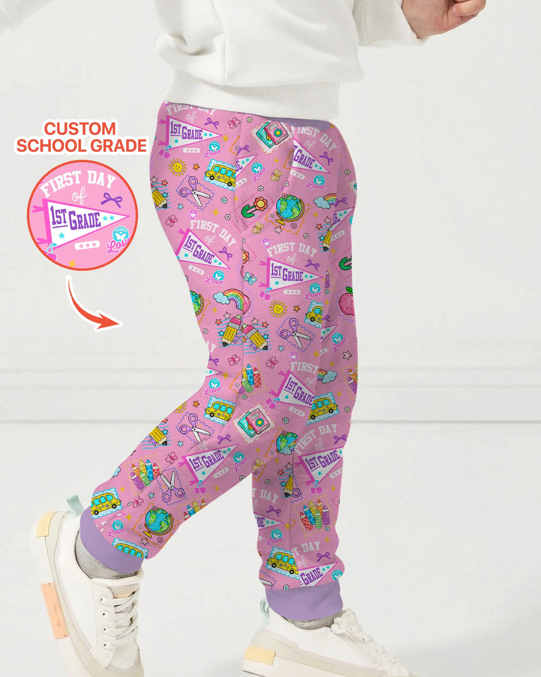 Custom Grade Girls School First Day Bamboo Jogger