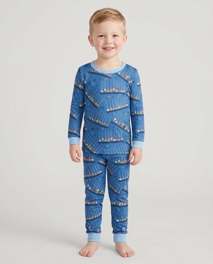 Hanukkah Cozy Night Bamboo Two Piece Long Sleeve Pajama Set