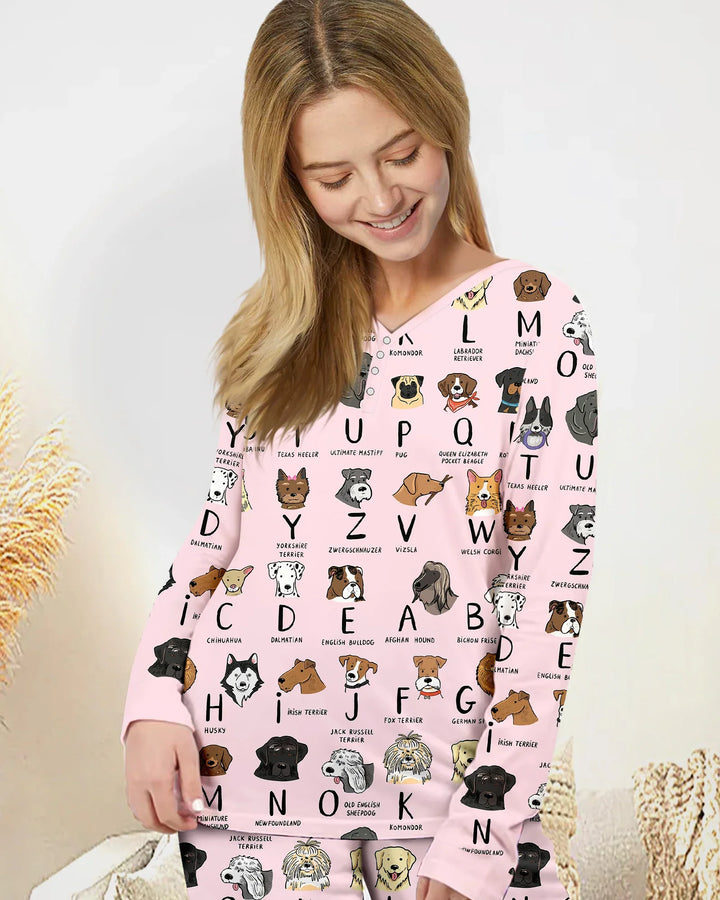 Funny Dogs Alphabet Women Pajama Set