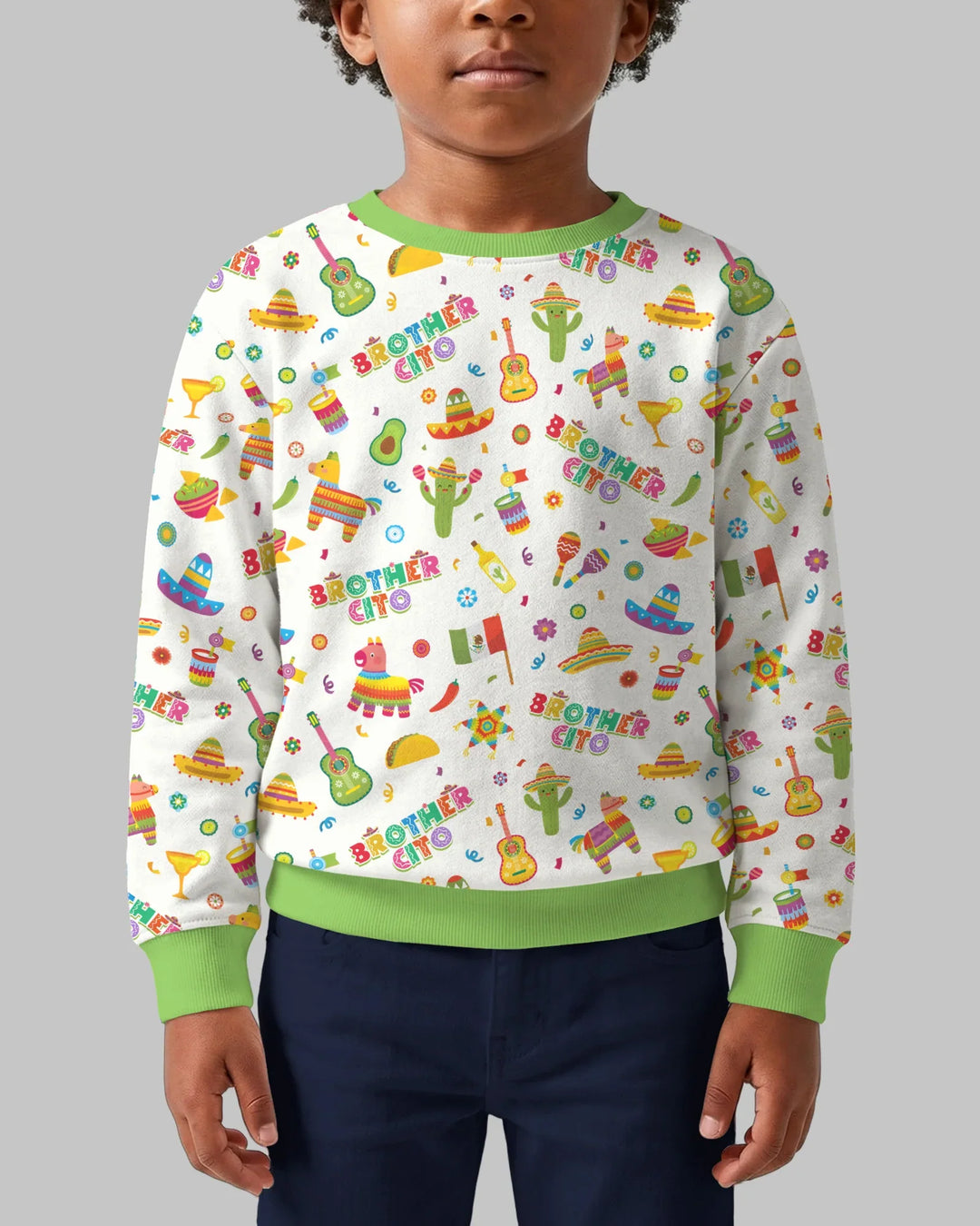 Sudadera de cuello redondo de bambú a juego para la familia del Cinco de Mayo