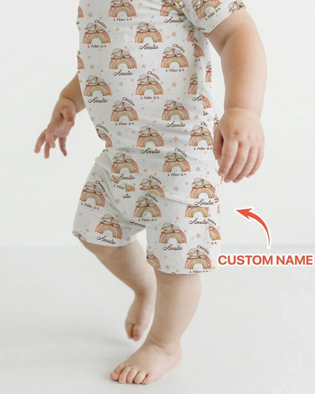 Chosen As His Own Custom Name Bamboo Two Piece Short Sleeve Shorts Pajama Set