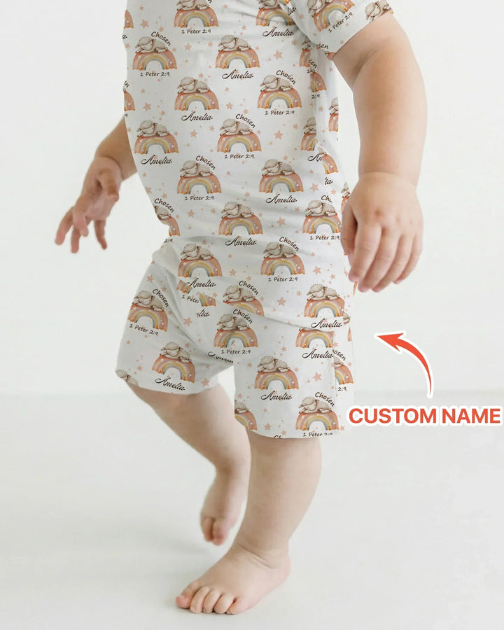 Chosen As His Own Custom Name Bamboo Two Piece Short Sleeve Shorts Pajama Set