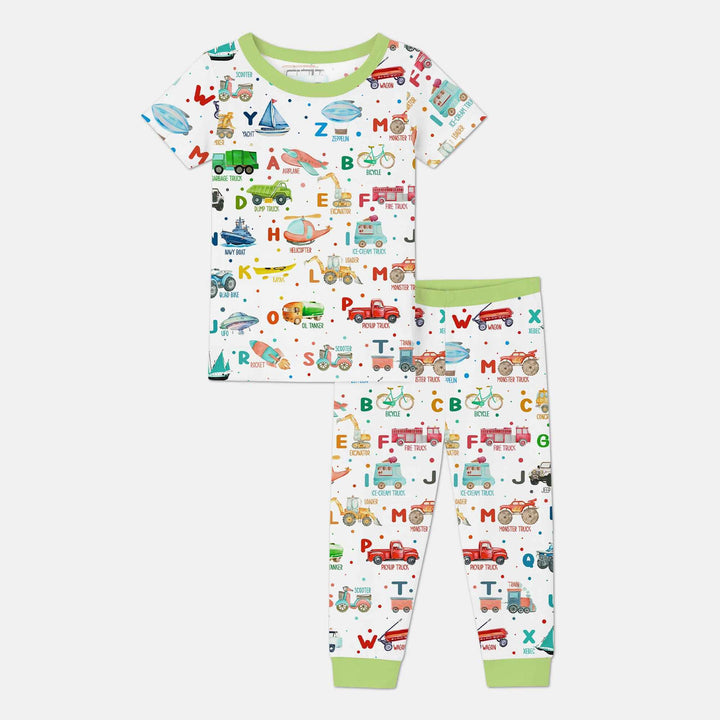 Transportation Alphabet Two Piece Short Sleeve Pajama Set