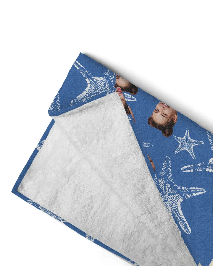 Custom Photo Starfish With Names Bamboo Beach Towel