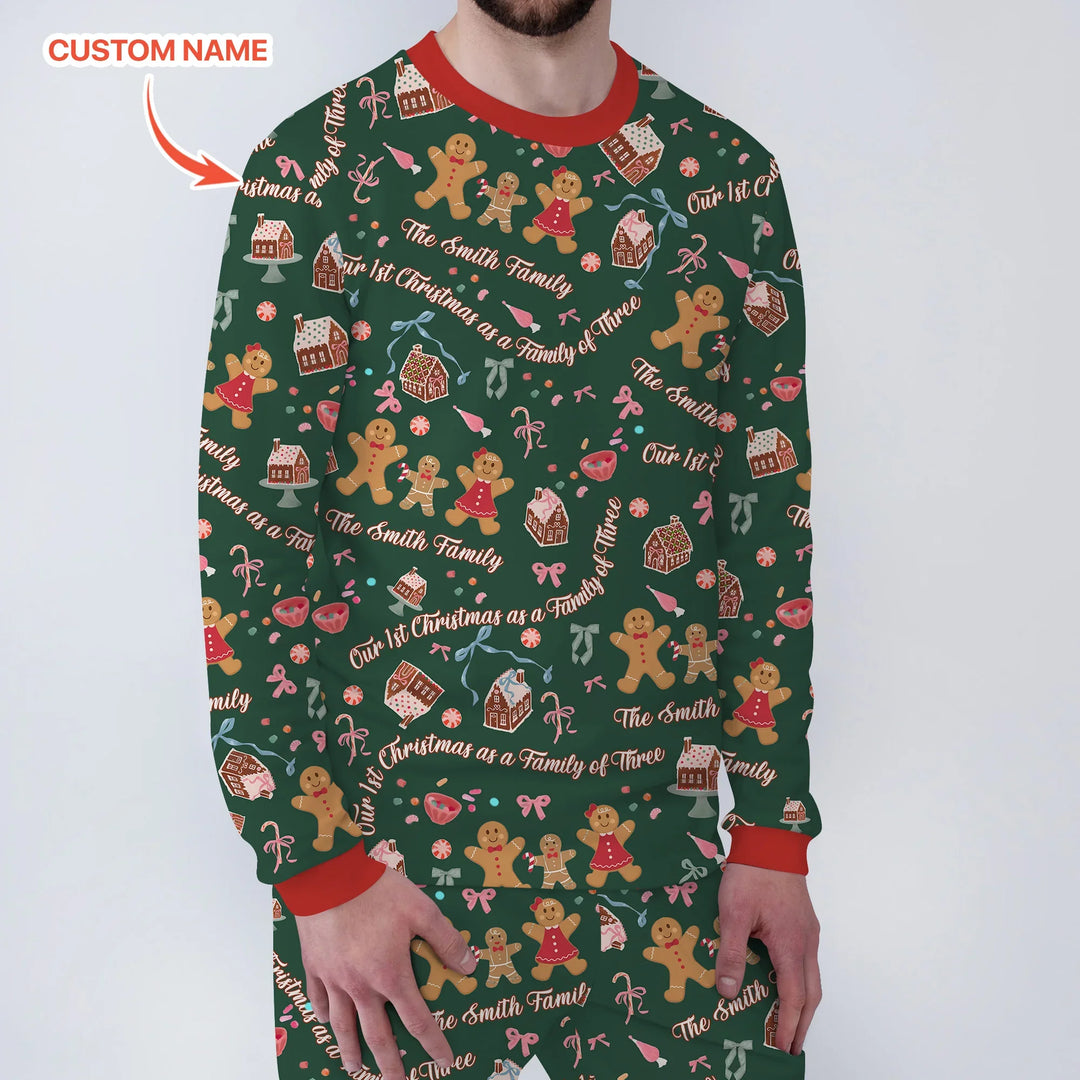 Custom Name Family Gingerbread Men's Pajama Set