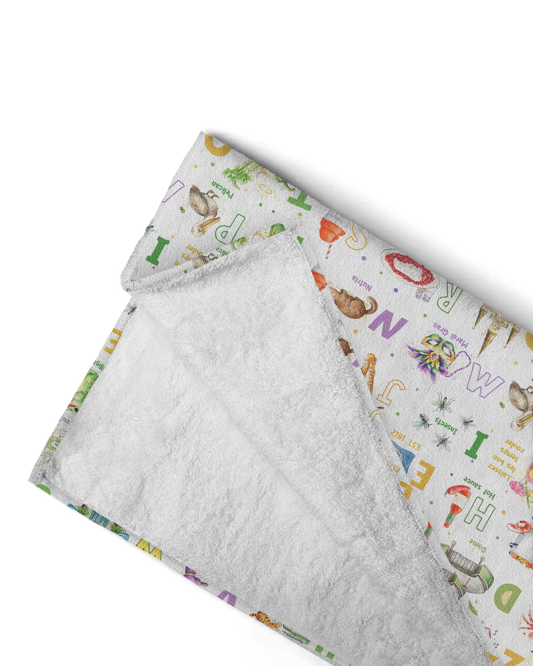 Alphabet of Lousiana Bamboo Beach Towel