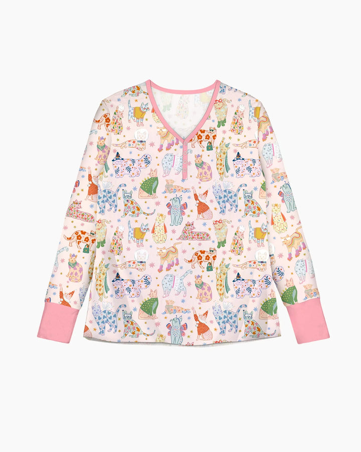 Whimsical Cat Parade Women Pajama Set
