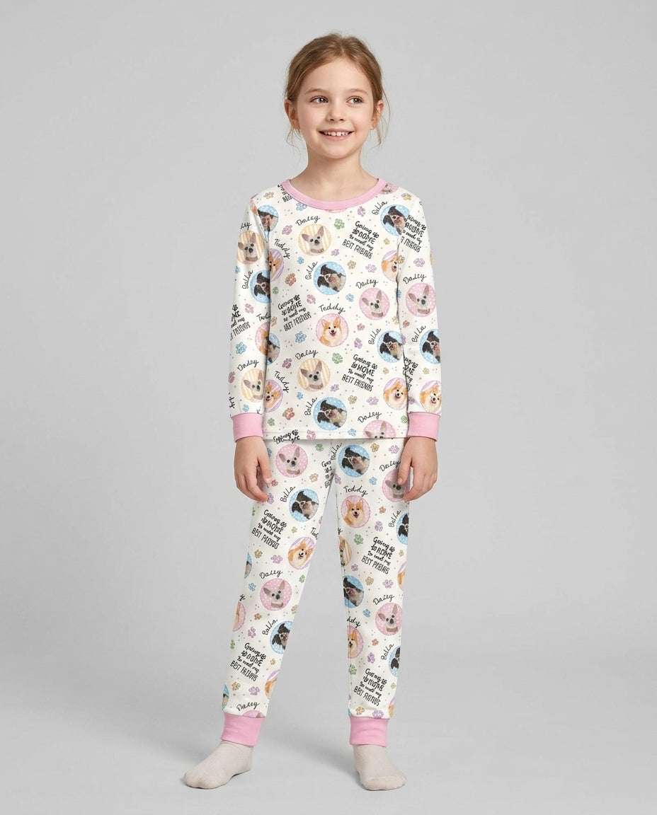 Custom Pet Photo My First Best Friend Bamboo Two Piece Long Sleeve Pajama Set