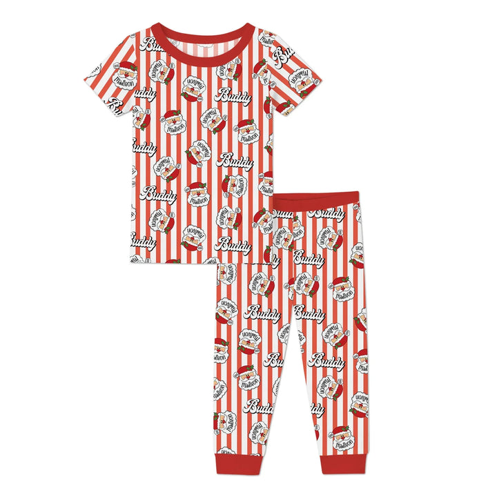Christmas Santa Claus Custom Name Buddy Two Piece Short Sleeve Pajama Set