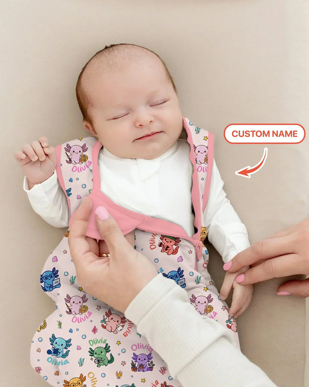 Custom Name Cute Hobby Axolotl Sleep Bag