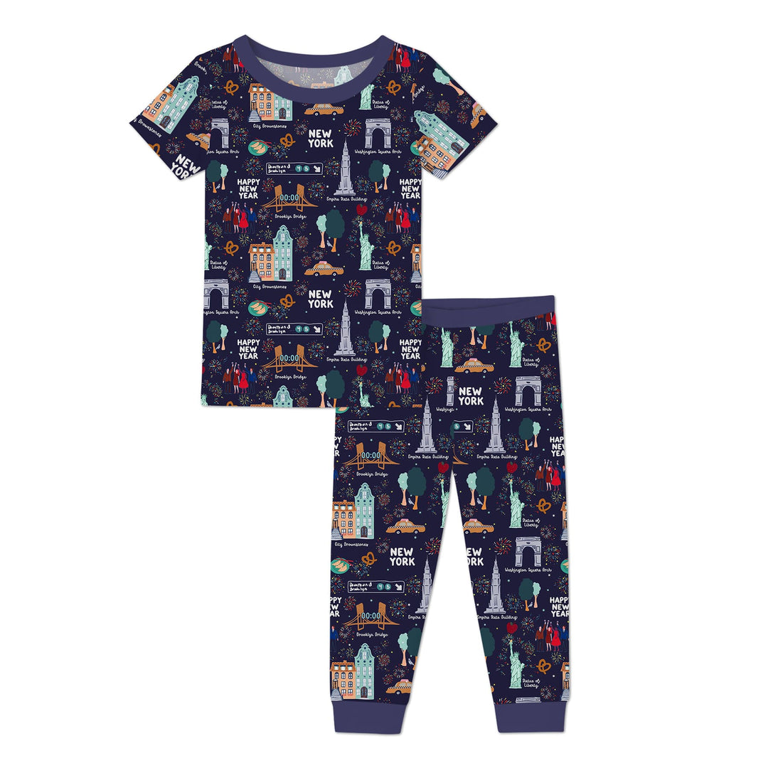 New York New Year Eve Two Piece Short Sleeve Pajama Set