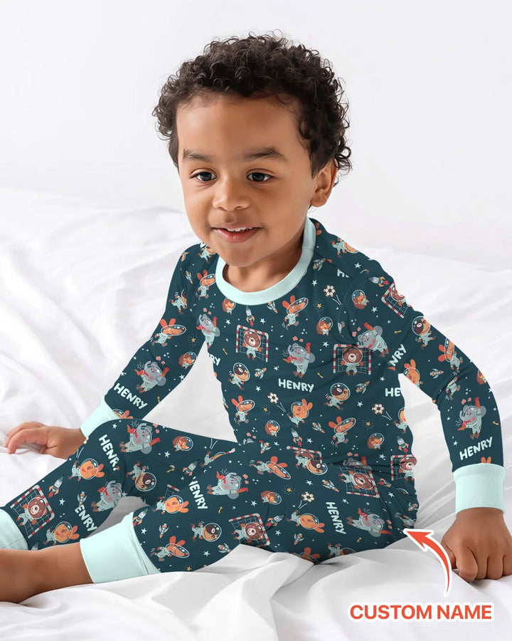 Conjunto de pijama de dos piezas de bambú con mangas largas, plantilla PERSONALIZADA