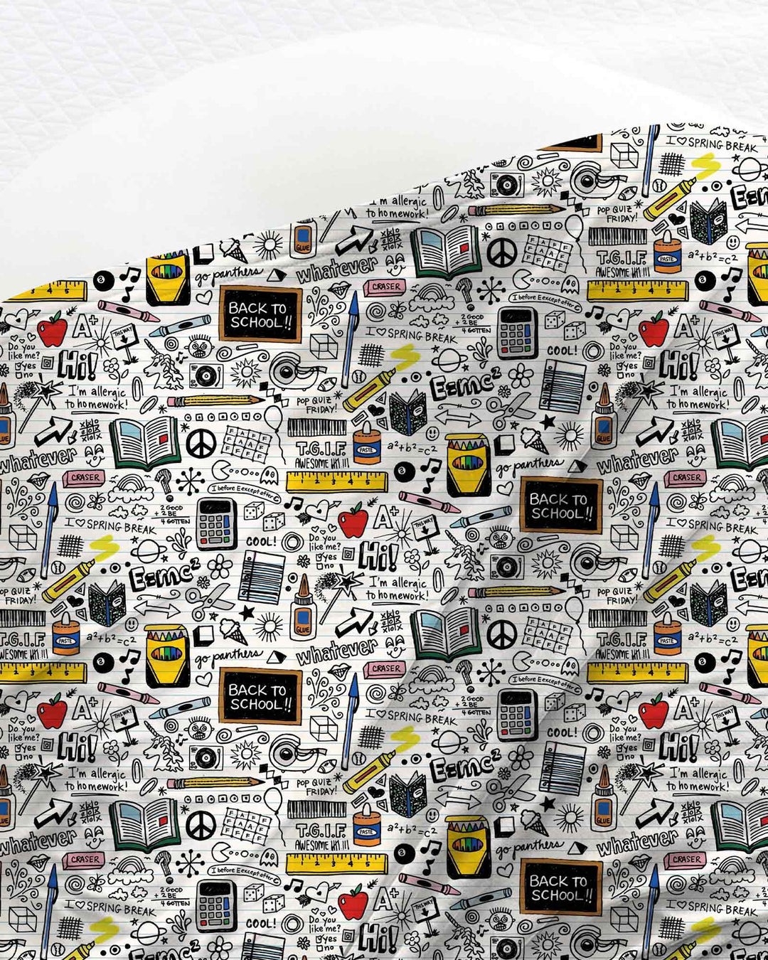 School Days Doodles swaddle blanket