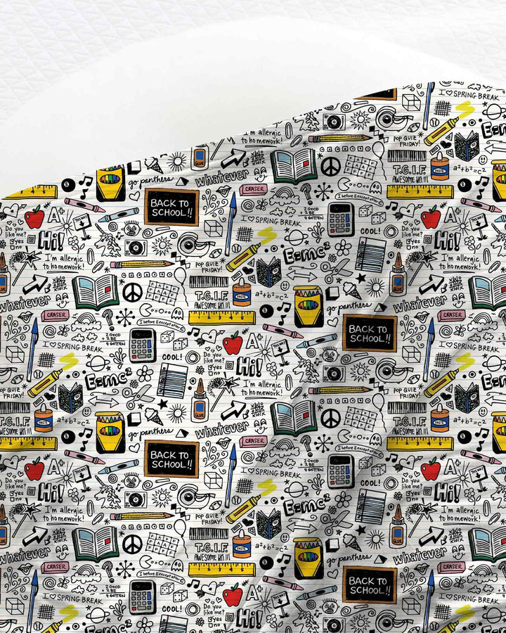 School Days Doodles swaddle blanket