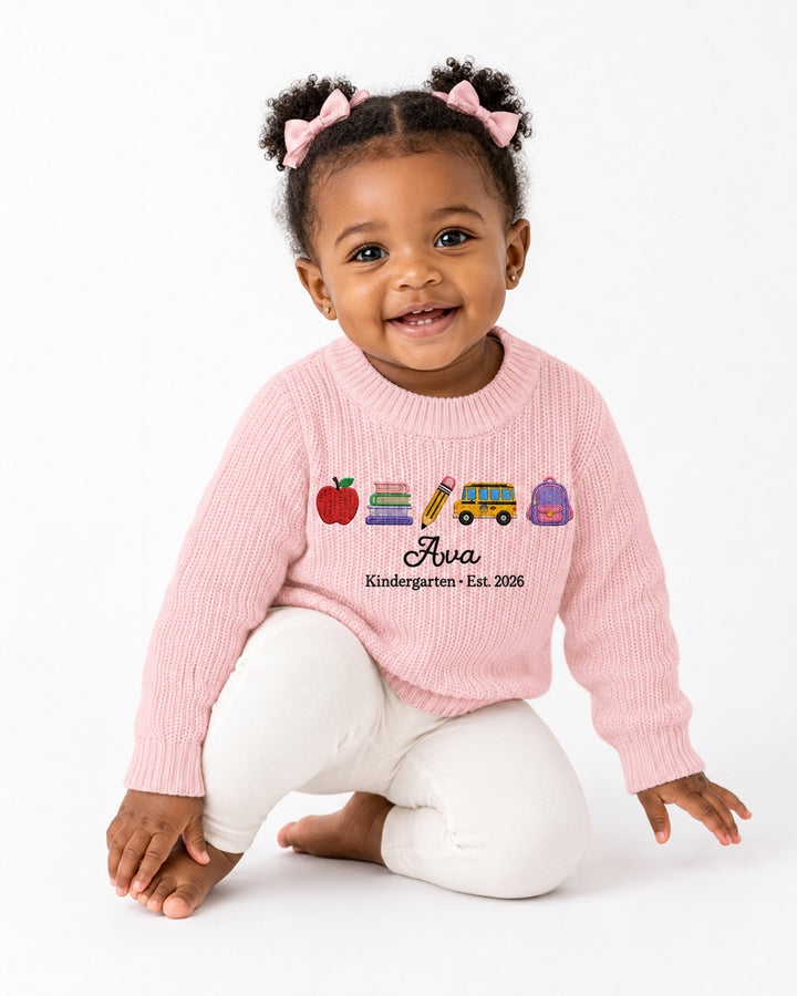 Little Apple Embroidered Baby Name Bamboo Knit Sweater Bubble