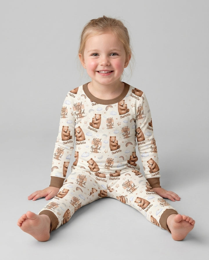 Conjunto de pijama de dos piezas de bambú con mangas largas, plantilla PERSONALIZADA