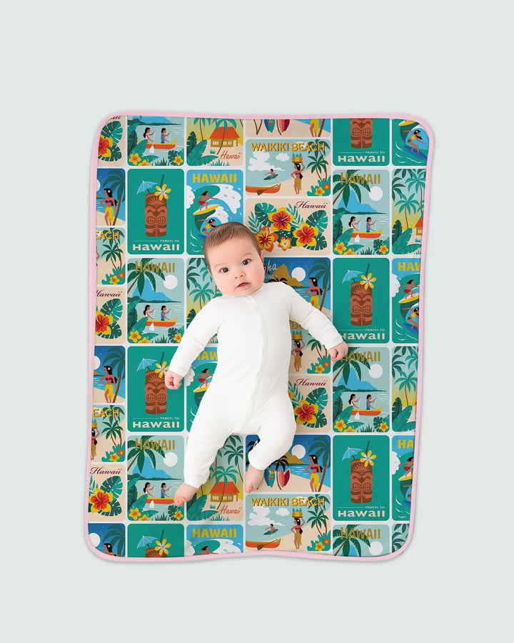 Aloha Postcard Paradise Bamboo Blanket