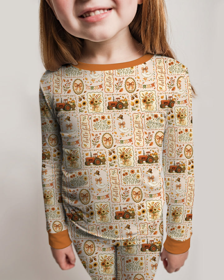 Farmhouse Fall Goose Family Matching Bamboo Two Piece Long Sleeve Pajama Set