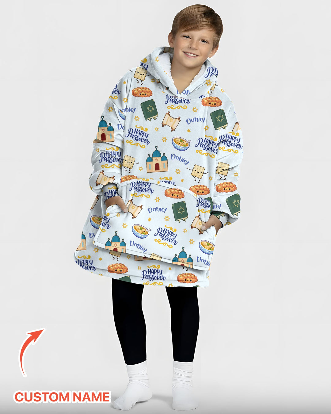 Custom name "Pesach Sameach" Blanket Hoodie